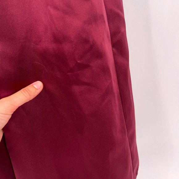 Vintage 90s Oleg Cassini Maroon Satin Formal Gown - Picture 6 of 10